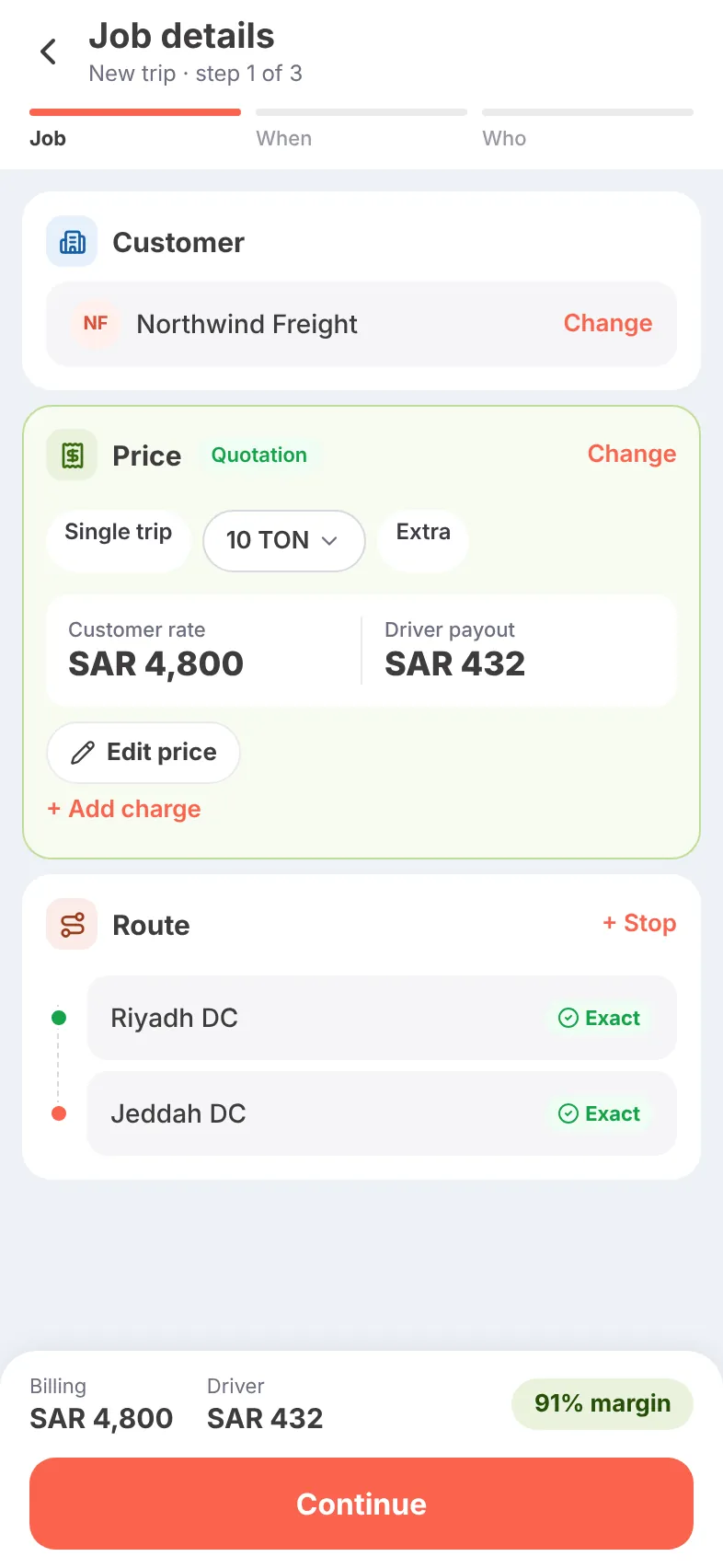 Create trip: job