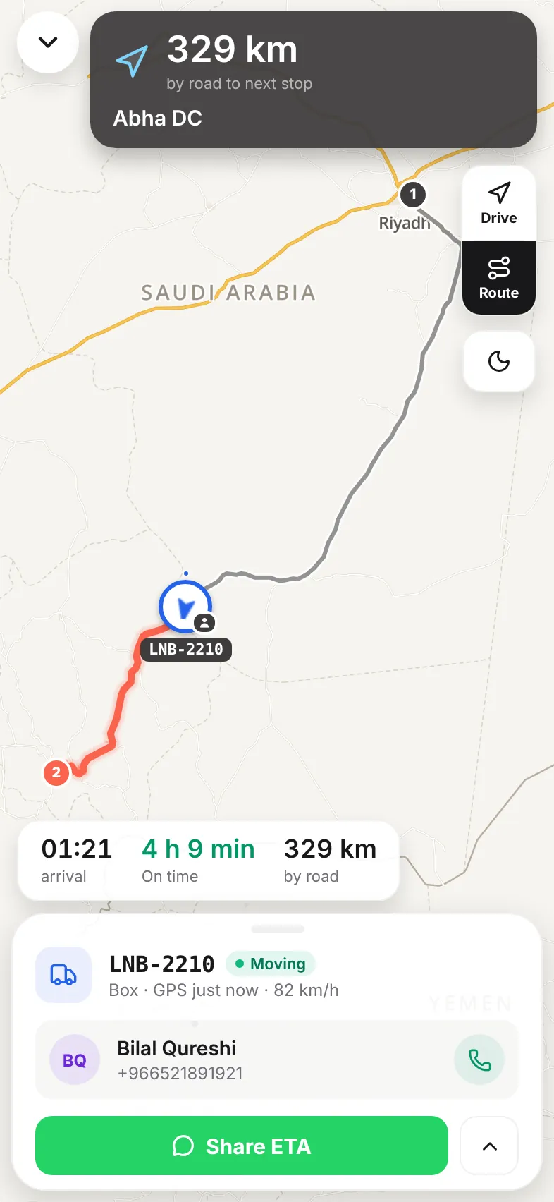Live trip Riyadh to Abha