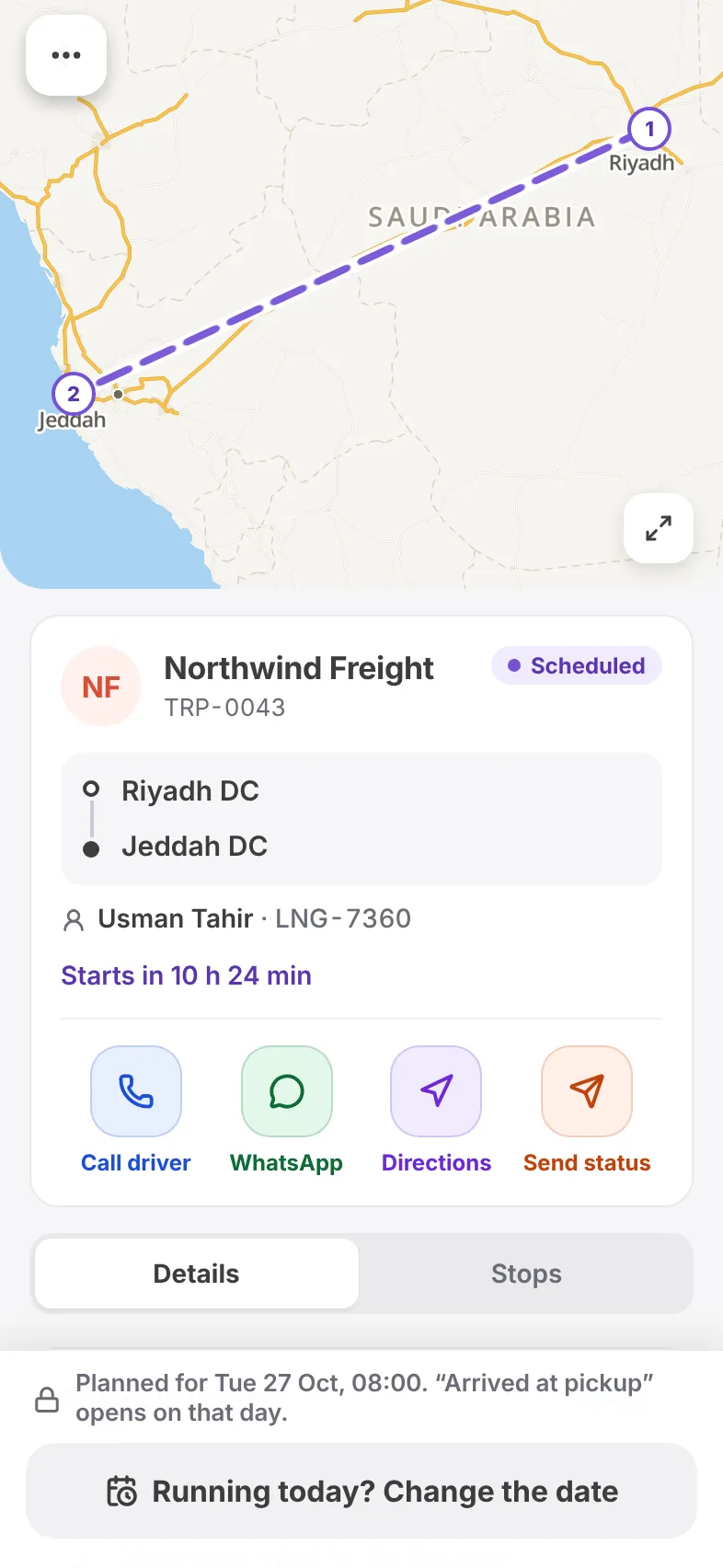 Scheduled trip