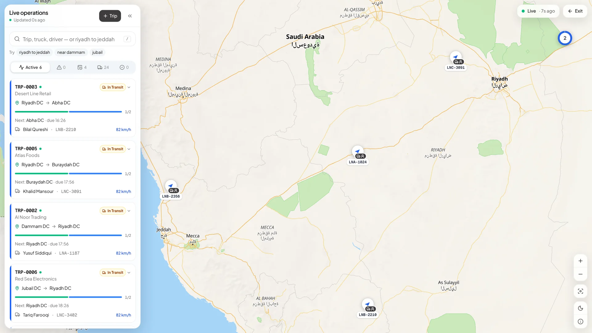 Linaul live operations map